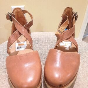 Timberland Brown Leather Mules with Criss-Cross Straps